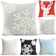 thumbnail image 2 of Christmas Pillow Case Snowflake Elk Protective Throw Pillow Case Cushion Cover, 2 of 10