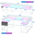thumbnail image 2 of Bureau de Jeu en Forme de U de 60 Pouces, Bureau d'Ordinateur avec Lumières RVB, Grand Bureau d'Ordinateur de Bureau avec Prises de Courant et Ports USB, Bureau d'Angle Robuste pour Bureau à Domicile, Poste de Travail Ergonomique avec Languette Rabattable, 2 of 9