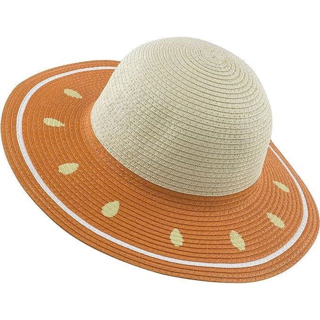 Sombreros de paja naranjas para niñas, sombreros de sol de verano para niños para viajes de playa y senderismo
