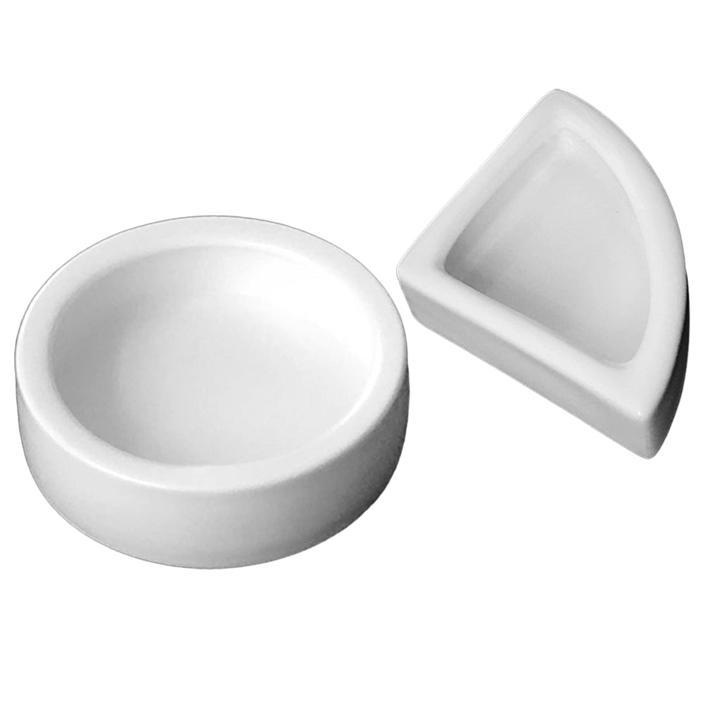 FONDOTIN 2Pcs White Ceramic Reptile Feeding Dish for Home with Escape Proof Design and Durable Surface
