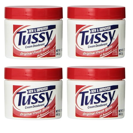 Tussy Deodorant Cream  Original - 1.7 Oz (4 Pack) + Eyebrow Ruler