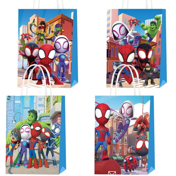 20 PCS Spidey Party Favor Bags, Spidey Gift Bags with Handles Candy Goodie Bags Treat Bags for Birthday Party Supplies