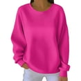 thumbnail image 1 of ManxiVoo Chandail en Molleton Basique à Col Rond pour Femmes Manches Longues Chandail-Over Polyvalent Confortable pour Usage Quotidien Taille m Rose Vif, 1 of 9
