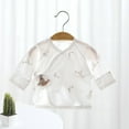 thumbnail image 2 of TEAJOPSUU 0-3M Preemie Newborn Baby Side Snap Shirt Cotton Boy Girl Unisex Underwear Cute Printed Short Sleeve Wrap Around Kimono Tees Pajama Tops G-White, 2 of 3