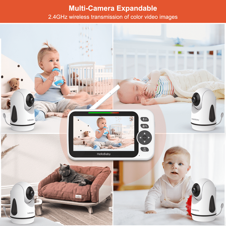 HelloBaby Video Baby Monitor-HB6352 with Remote Pan-Tilt and Zoom