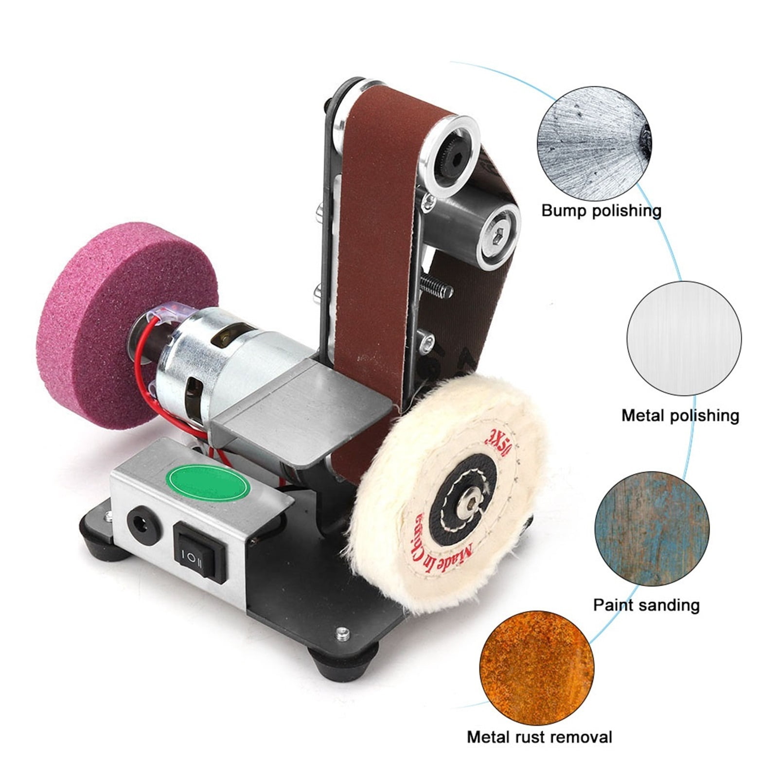 Multifunctional Desktop Vertical Miniature Mini Electric Belt Machine DIY Polishing Machine Fixed Angle Grinder ,Low Vibration