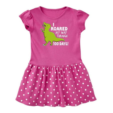 

Inktastic I Roared My Way Through 100 Days with Green Dinosaur Gift Toddler Girl Dress