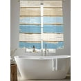 thumbnail image 5 of Sheer Curtains 63 inches Long 2 Panels Set Vintage Farmhouse Blue Beige Wood Grain Country Style Sheer Window Curtain Rod Pocket Voile Drapes for Living Room/Bedroom, Each 52" W x 63" L, 5 of 7
