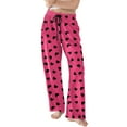 thumbnail image 6 of Women's Pajama Pants Lightweight Casual Comfy Palazzo Pants, Heart Print Sleepwear Loungewear Bottoms with Pockets,Hot Pink,2XL, 6 of 6