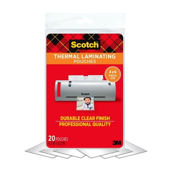 Scotch Premium Thermal Laminating Pouch 20 Pack, 4" x 6" Sheets
