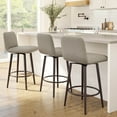 thumbnail image 6 of Amisco Betty 30 In. Swivel Bar Stool - Beige & Brown Woven Polyester / Dark Brown Metal, 6 of 9