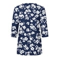 thumbnail image 4 of MaFYtyTPR Women 3/4 Sleeve Shirts Casual Fashion Half Zipper Printed Loose Comfortable T-shirt Spring And Summer 3/4 Sleeved Tops for Women Navy M, 4 of 5