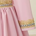 thumbnail image 3 of Zwiiyzr 2025 4-8Y Kids Girls Muslim Dress Embroidered Plated Long Sleeve V-Neck Princess Dress Loose Robe Party Wedding Dress Pink, 3 of 3