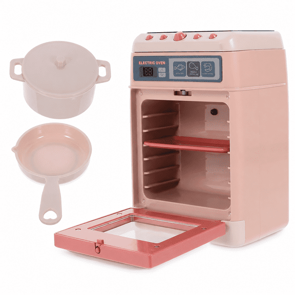 Milk Tea Color Toy Cabinet Oven, Pretend Kitchen Appliance, Ages 3