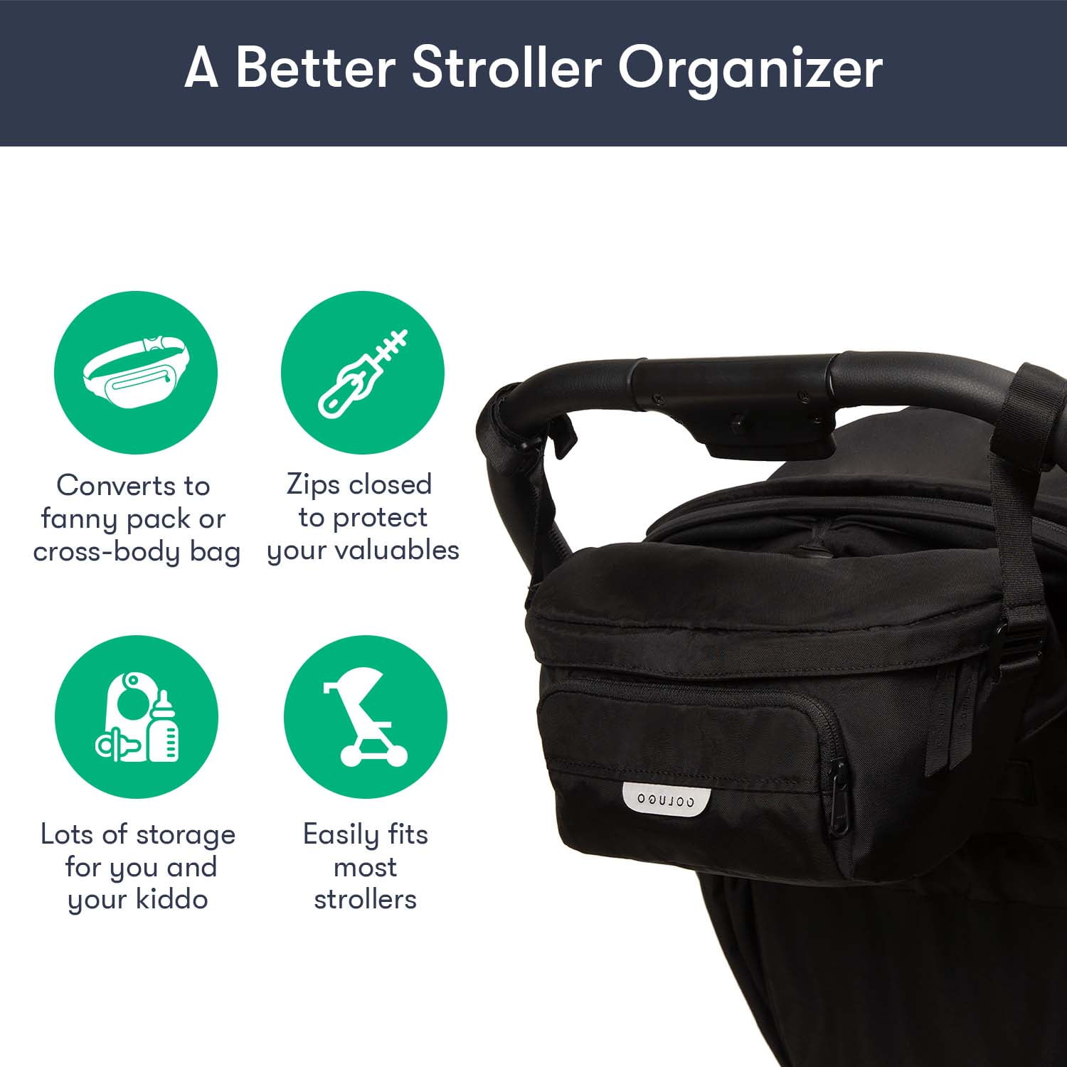 Colugo - The On the Go Organizer, Designed to Fit Stroller, Black