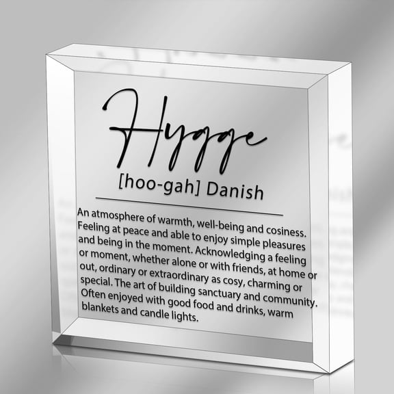 Hygge Definition Sign, Funny Hygge Quotes Gifts for Women, Rustic Office Home Farmhouse Desk Shelf Cubicle Decor for Friends Family