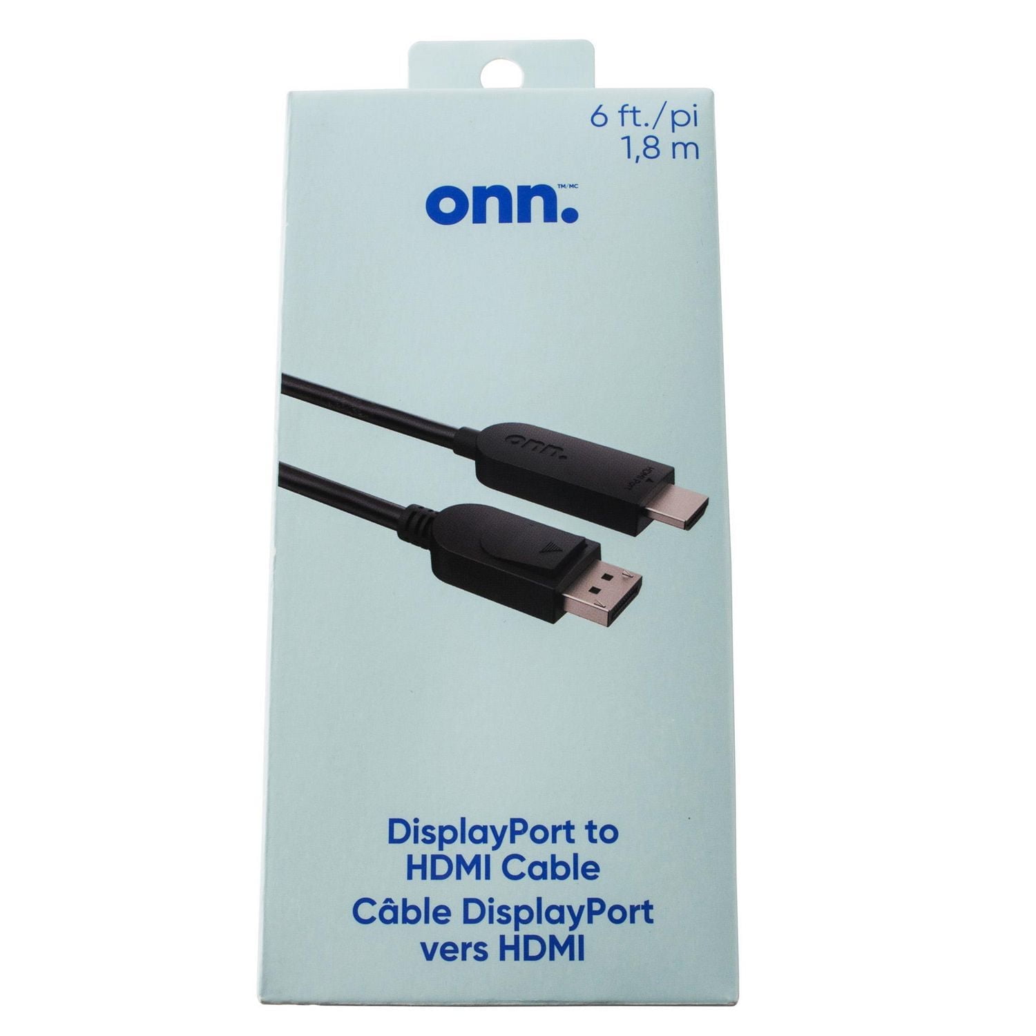 onn. 6 FT./1.8 m Full HD Video, High-Resolution DisplayPort to HDMI Cable