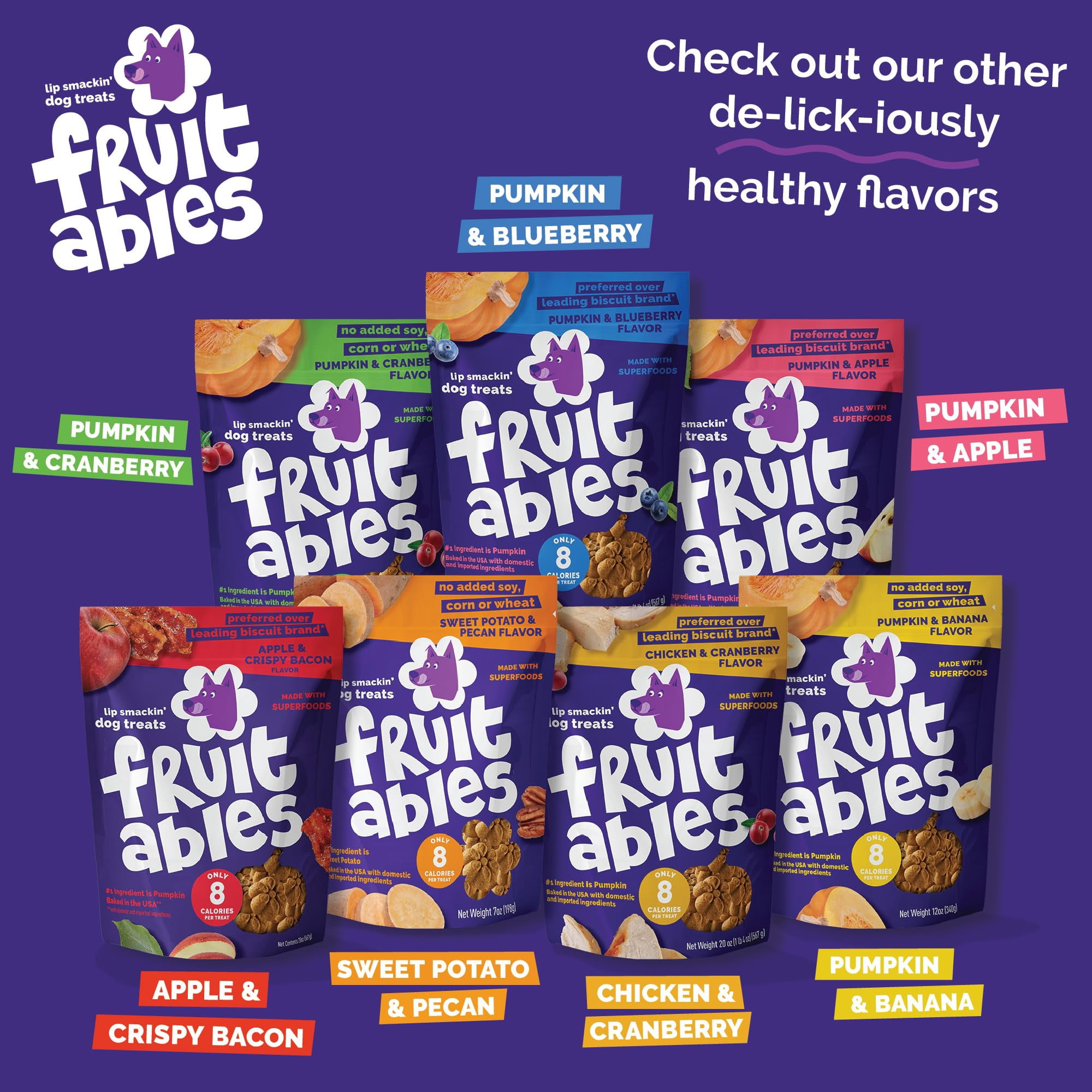 Fruitables Crunchy Dog Treats Variety Pack – 7 Pack (7oz Bags) | Low-Calorie, Oven-Baked Natural Dog Snacks for Training & Rewards