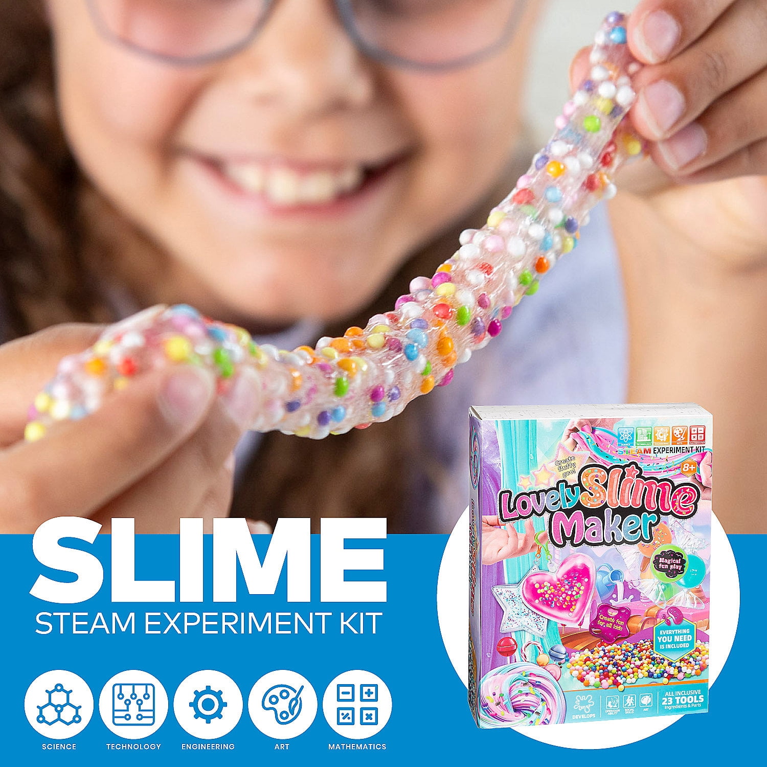 Fun Express 23 Pieces Lovely Slime Maker Plastic Backpack Clip Craft Kit - Makes 3