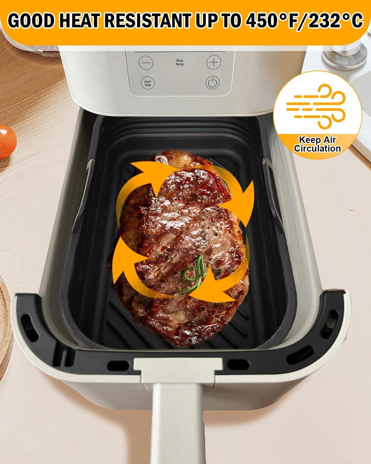 Neighborly Nook Air Fryer Silicone Liners Collapsible 2-Pack for bella 4Qt(3.3lb) Slim Air Fryer, Reusable Airfryer Silicone Pot Baking Basket Insert Accessories, Non Stick, Easy Cleaning, Gray+Black