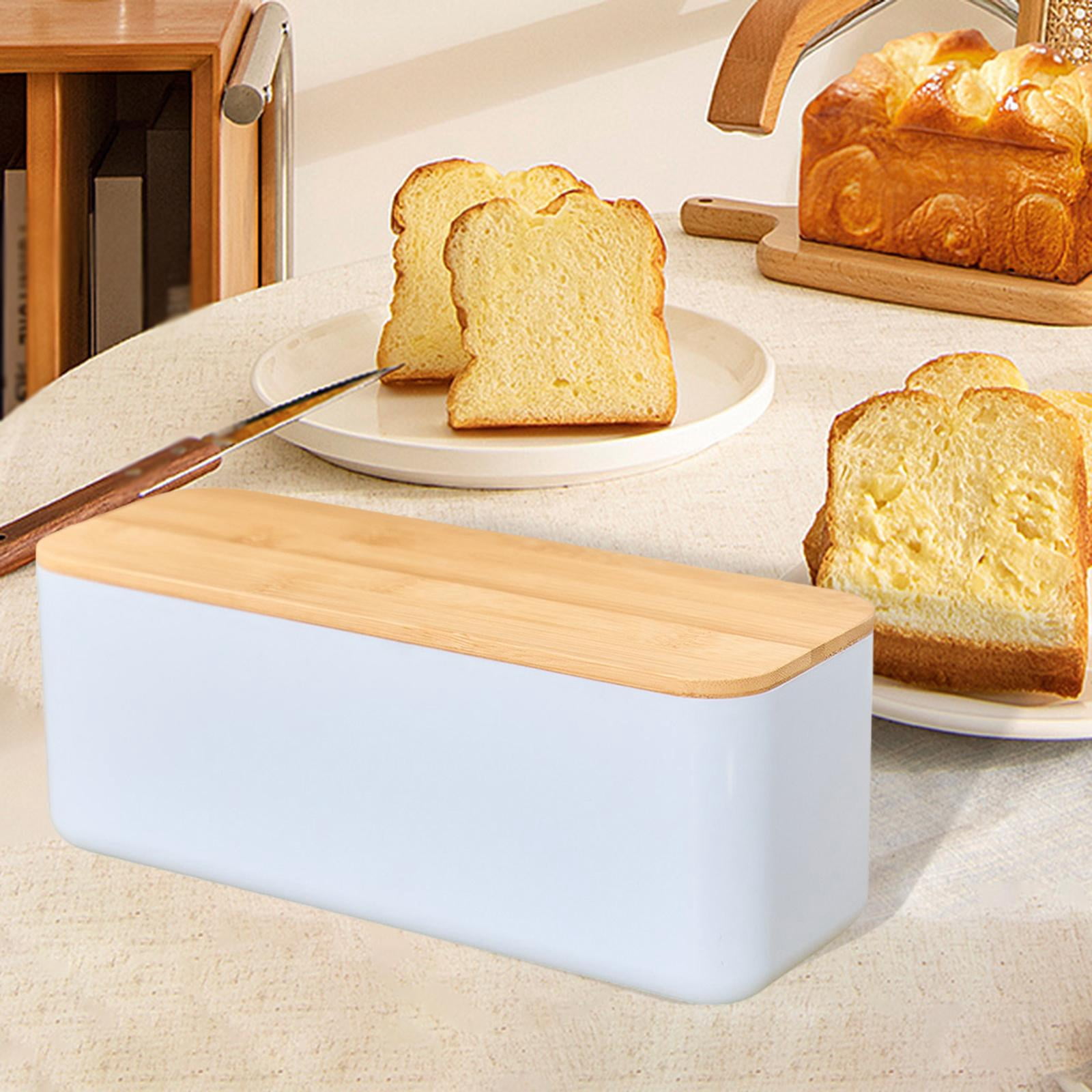 Fiocias Bread Box with Cutting Board Lid Breadbox Minimalist Keeps Fresh Container Bread blue No hole lid
