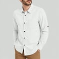 thumbnail image 2 of Ccpelsie Button Up Long Sleeve Shirts for Men Big and Tall Lightweight Mens Dress Solid Color Shirts(A01-White,XL), 2 of 8