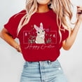 thumbnail image 2 of Tfken Easter Women T-Shirts Bunny Print Crew Neck Short Sleeve Women Fashion Shirts Summer Easter Party Female Comfortable Outfit Red Size S, 2 of 5