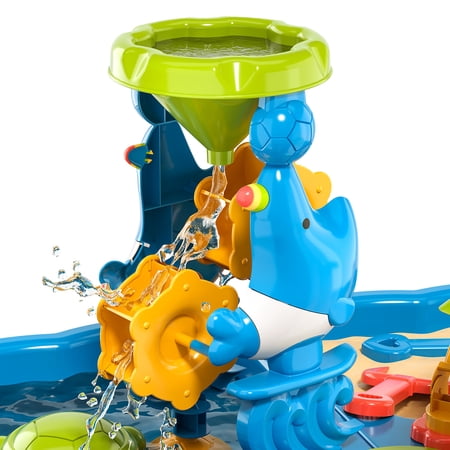 DINOSAUR PLANET SAND WATER TABLE FOR TODDLERS, 4 IN 1 SAND TABLE AND WATER PLAY TABLE, KIDS TABLE ACTIVITY SENSORY PLAY TABLE BEACH SAND WATER SAND TOY FOR OUTDOOR BACKYARD FOR TODDLERS AGE 2-4 GIFT