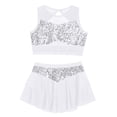 thumbnail image 4 of iiniim Girls 2 Piece Sequin Gym Ballet Lyrical Jazz Dance Outfit Sleeveless Crop Top with Layered Skirt White 10, 4 of 7