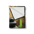 thumbnail image 2 of Spa Soft Flannel Fleece Throw Blanket, Massage Stone Triplets Herbal Oil and Scent Candles Print, Cozy Plush for Indoor and Outdoor Use, 60" x 80", Black Brown and White, by Ambesonne, 2 of 5