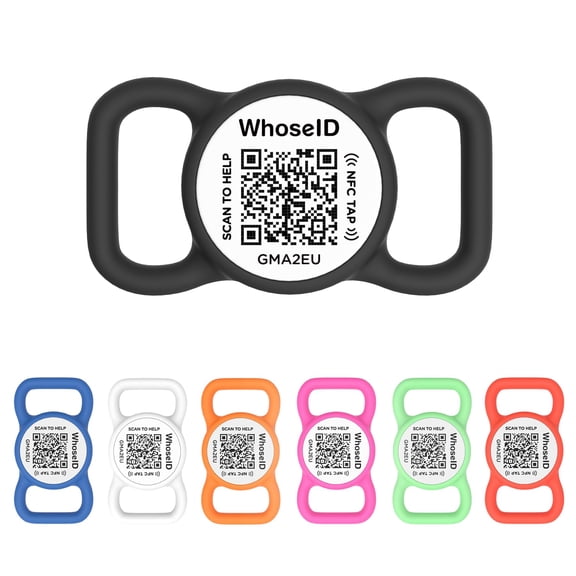 QR Personalized Pet ID Dog Tags, Silent Silicone QR Code ID Tags, Send Pet Location Alert Email When Scanning, No App Need, Multi-Pet Management, Black&White