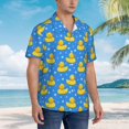 thumbnail image 3 of Balery Cute Yellow Rubber Ducks Camisas hawaianas de manga corta para hombre, camisas playeras de corte holgado, camisas de vacaciones con botones,Medium, 3 of 7