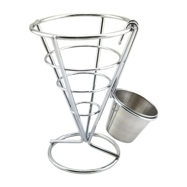 Puesto de papas fritas, cesta para comida frita, soporte para servir papas fritas portátil, estilo occidental. Taza individual