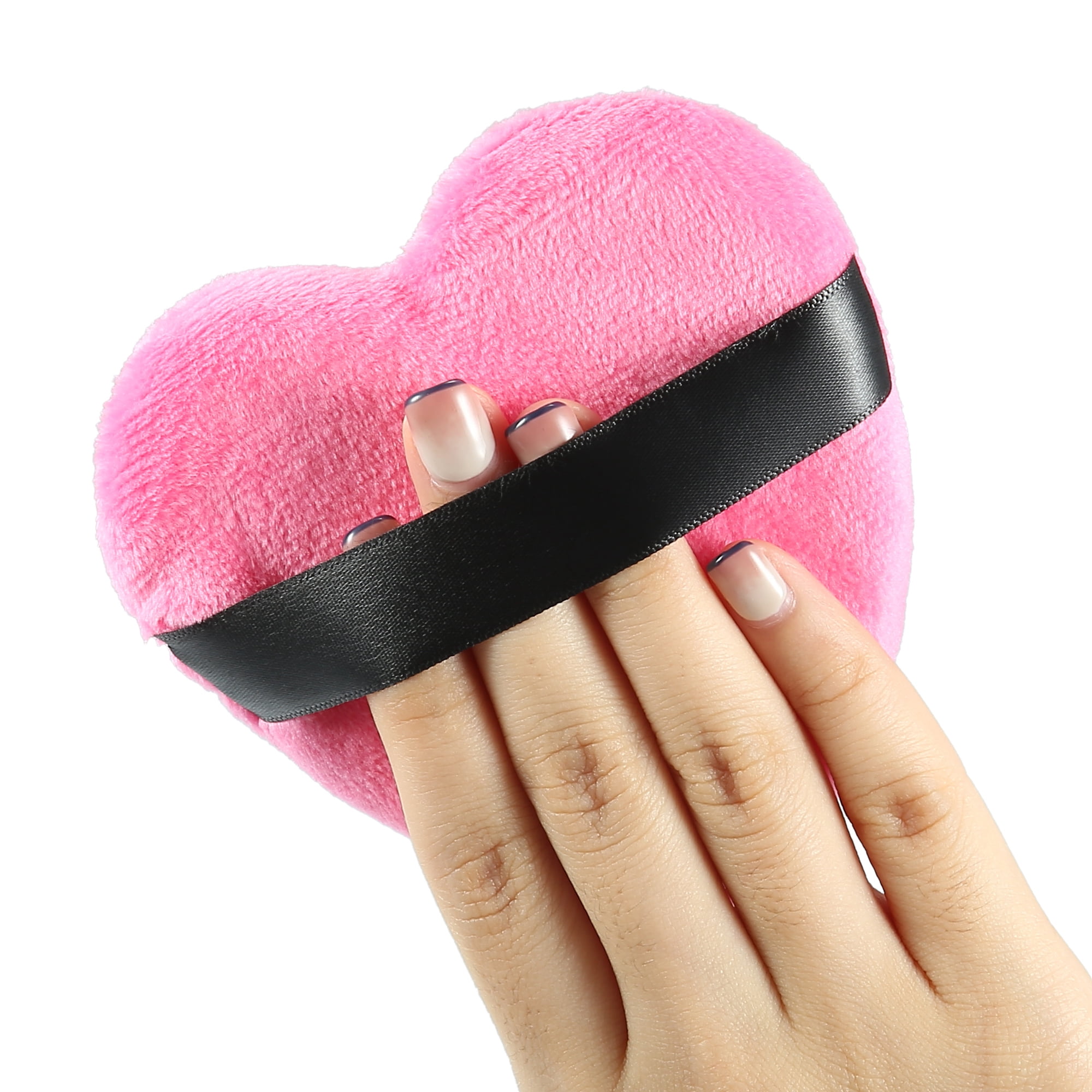 Unique Bargains 4pcs Loose  Puff Face Soft Heart Shape Puff Makeup Tool Red Black