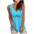 thumbnail image 2 of Fshinging Plus Size Tops For Women Dragonfly Printed Tank Top Summer Sleeveless V-Neck Loose Slim T-Shirts, 2 of 5