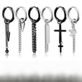 thumbnail image 3 of Pendientes de acero de titanio con personalidad para hombre, pendientes de temperamento moderno, pendientes de cadena de borlas largas para mujer, ajuste ajustable, 3 of 4