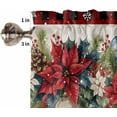 thumbnail image 5 of Christmas Kitchen Curtains 63 Inch Length, Farmhouse Curtains & Drapes, Xmas Botanical Poinsettia Balls Red Plaid Rod Pocket Window Curtains for Living Room/Bedroom, 52" x 63", 2 Panels, 5 of 5
