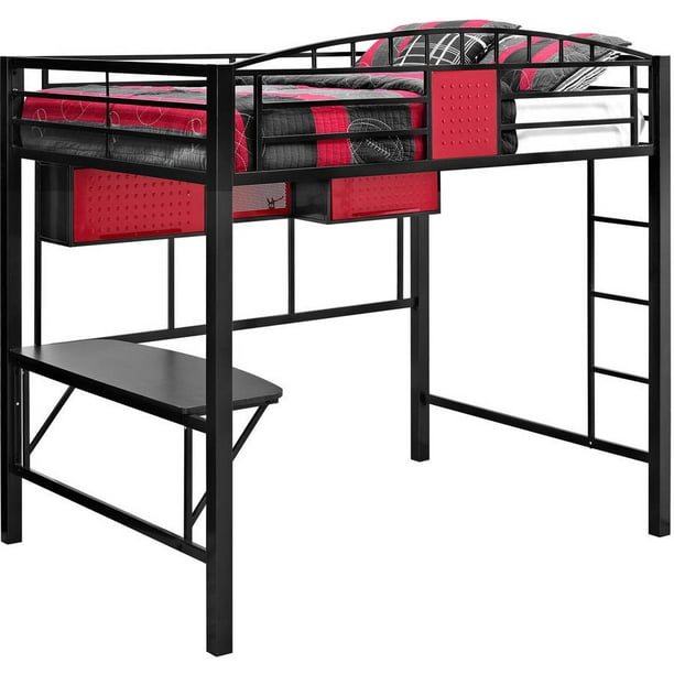 Powell Twin Over Desk Metal Loft Bed Black Walmart Com