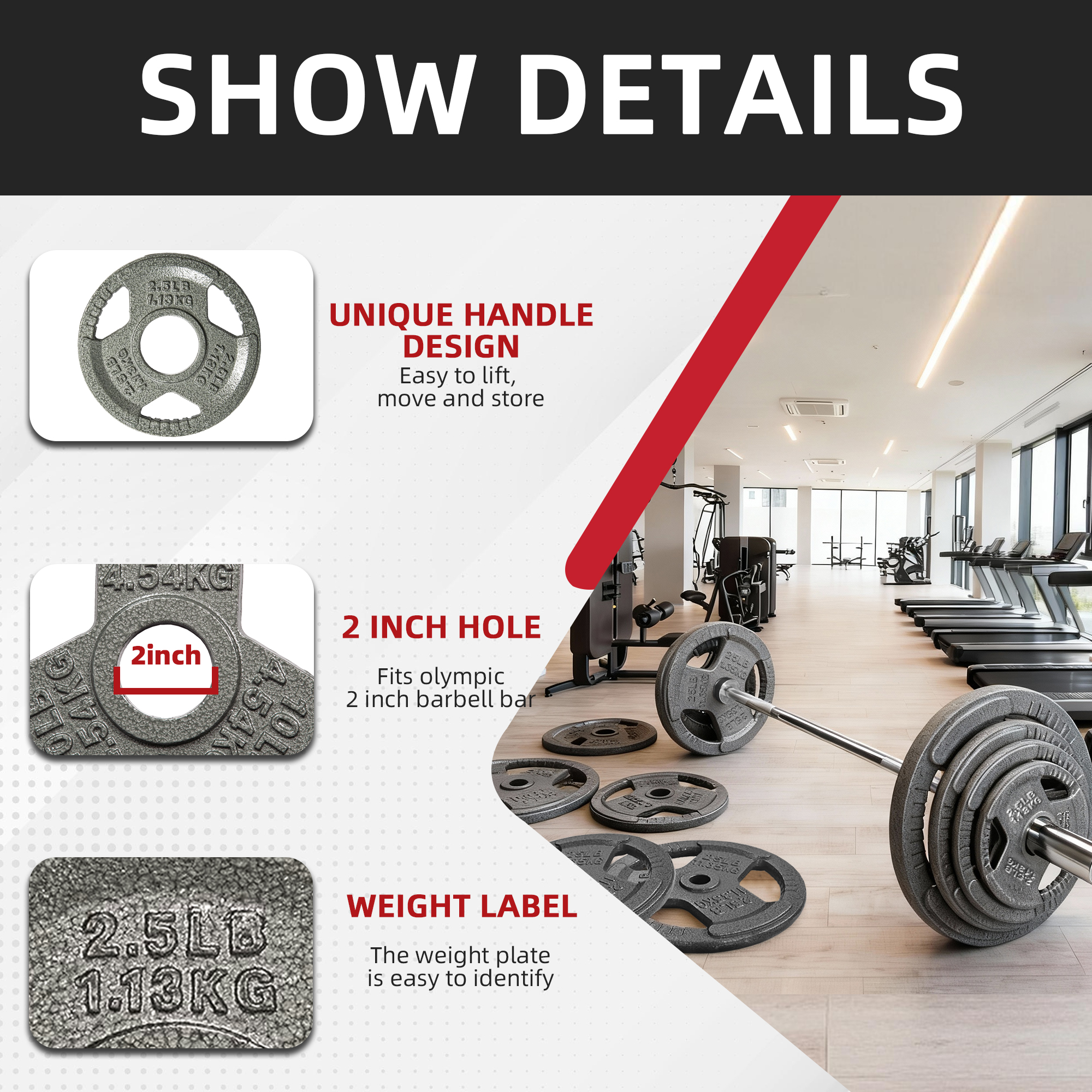 FlexWave Cast Iron Barbell Set, 50-170 LBS Weight Plates with 6FT or 7FT Barbell, 1-Inch & 2-Inch Options, Multiple Package