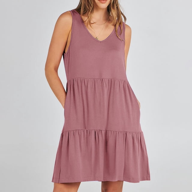 Fankiway Mode Femmes Été Décontracté Col en V Manches Courtes Robe Mini Taille Haute Robes de Plage Grandes Tailles Robes Femmes