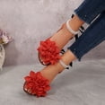 thumbnail image 4 of Sandals Women's Fashionable Casual Summer Flower Decoration Pearl Bowknot Open-Toe Round Head Flat Sandals Orange 36, 4 of 9
