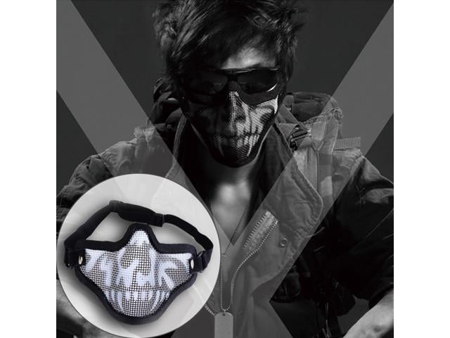 Paintball Hunting Tactical Strike Protective Mask Half Face Military Mesh Black Skull by AGPtek