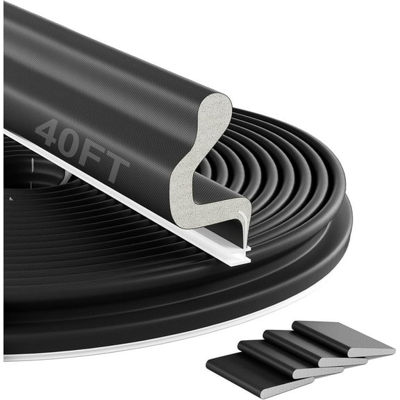 Koudecy Weather Stripping Door Seal, 40 ft Door Weatherproofing Strip with Kerf Design, V-Shaped Foam Soundproofing Strip for Exterior Windows and Doors, Suitable for Large Gaps, Easy to Install