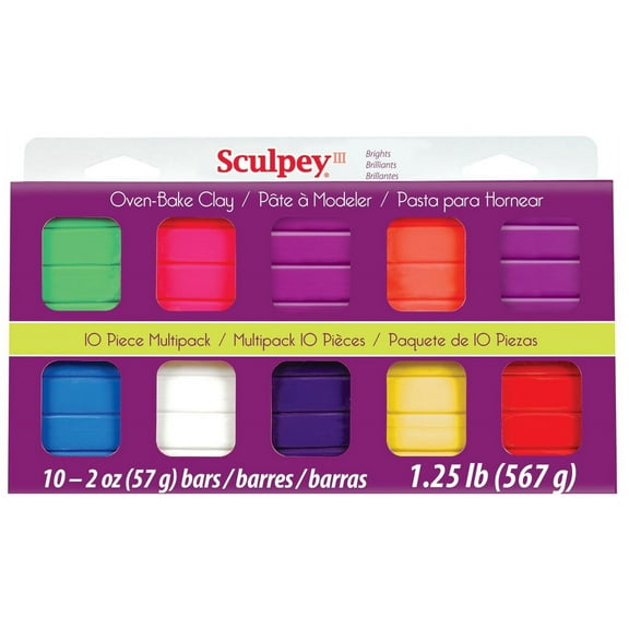 Sculpey III Set, 10-Colors, 1oz., Multi-Pak Brights