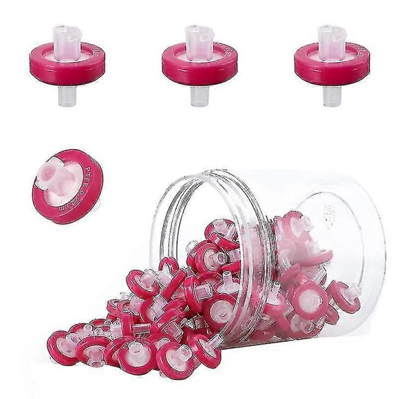 100 Pcs Syringe Filters PTFE Hydrophobic 0.22Um Membrane 13Mm Pore Filtration Non-Sterile Syringe L