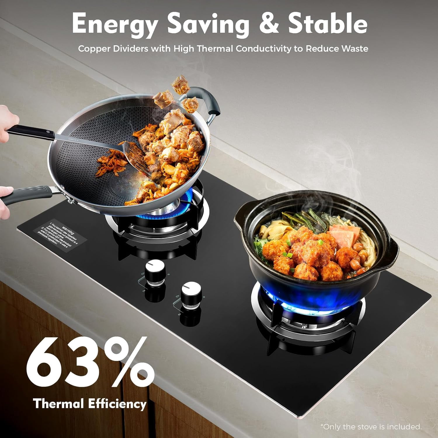 Miumaeov 28.7Inch 2-Burner Natural Gas Stove, Tempered Glass Gas Cooktop, Built-In Gas Stovetop with Ga-s Regulator