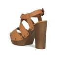 thumbnail image 3 of Women Peep Toe Crisscross Wooden Chunky Platform Heel Sandal 18912, 3 of 6