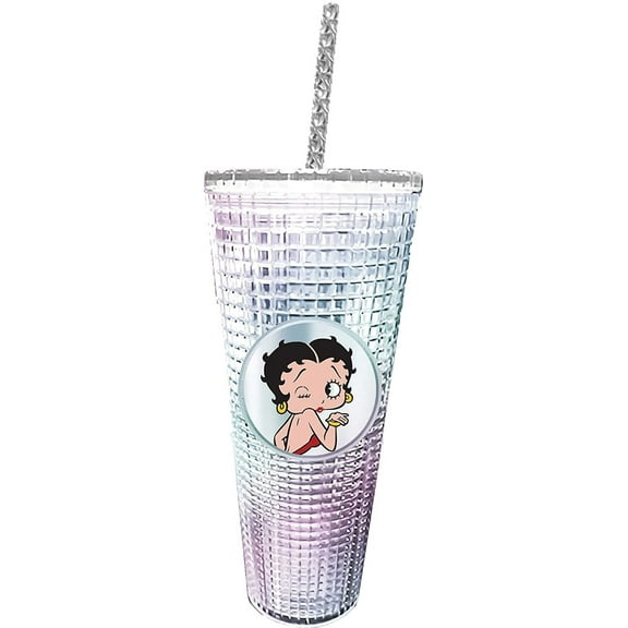 Spoontiques 19537 Betty Boop Diamond Cup With Straw, 20 OZ