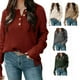 thumbnail image 2 of Blusa de mujer con botones, manga larga, hombros caídos, moda transpirable, blusa de corte informal para mujer, rojo vino S, 2 of 6