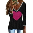 thumbnail image 4 of Hfyihgf Womens Tops Dressy to Wear with Leggings Sequins Trim V Neck Glitter Printed Graphic Elegant Long Sleeve T-Shirts Blouses(01#Black,M), 4 of 5